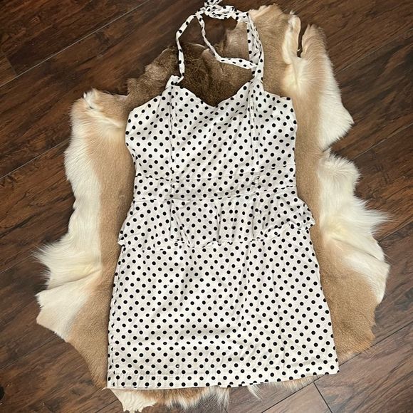 Grass Collection Polka Dot Halter Peplum - Picture 2 of 9